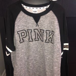 Black and grey VS PINK crew neck